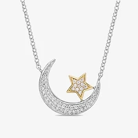 Womens 1/5 CT. Natural White Diamond 10K Two Tone Gold Star 18 Inch Pendant Necklace