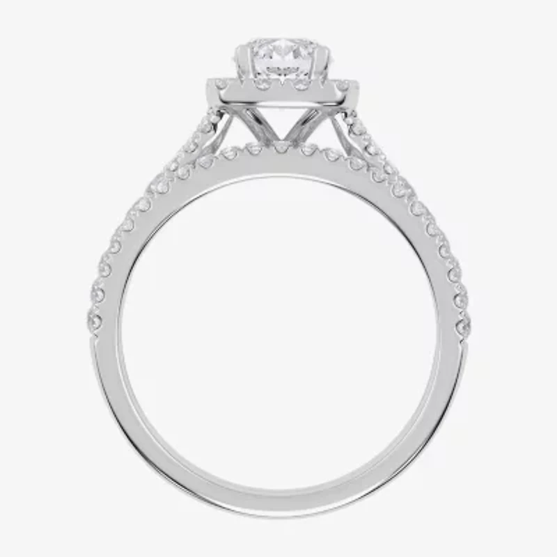 1 CT.T.W. (G / VS2-SI1) Lab-Grown Diamond Cushion Halo Wedding Engagement Ring 10K Gold
