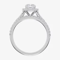 1 CT.T.W. (G / VS2-SI1) Lab-Grown Diamond Cushion Halo Wedding Engagement Ring 10K Gold