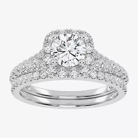 1 CT.T.W. (G / VS2-SI1) Lab-Grown Diamond Cushion Halo Wedding Engagement Ring 10K Gold