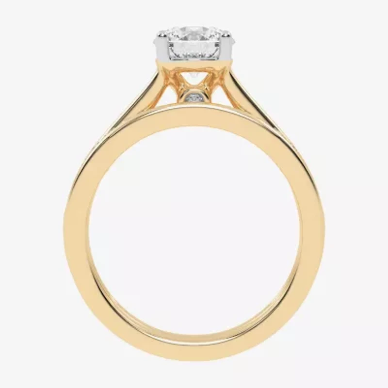 (G / Vs2-Si1) Womens 1 1/2 CT. T.W. Lab Grown White Diamond 10K Gold Round Side Stone Bridal Set