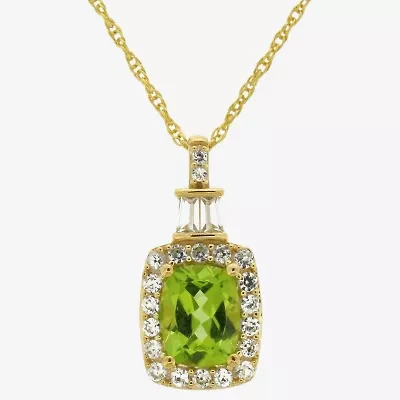 Womens Genuine Green Peridot 14K Gold Over Silver 18 Inch Pendant Necklace
