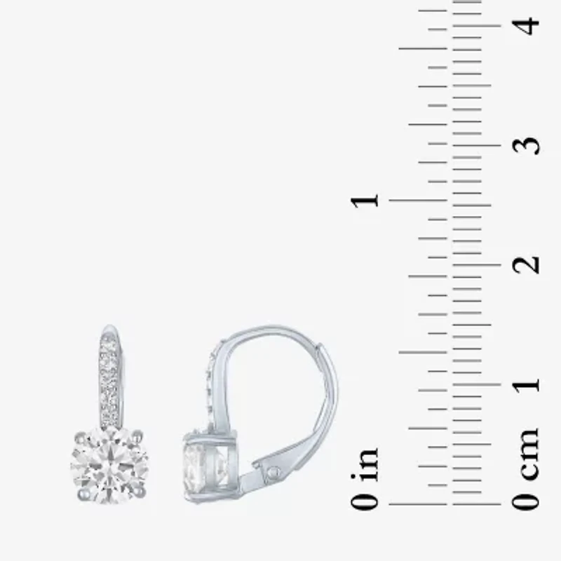 Yes, Please! Womens Lab Created White Sapphire Sterling Silver Round Drop Earrings