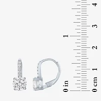 Yes, Please! Womens Lab Created White Sapphire Sterling Silver Round Drop Earrings