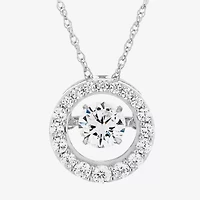 DiamonArt® Dancing Cubic Zirconia Sterling Silver Circle Pendant Necklace