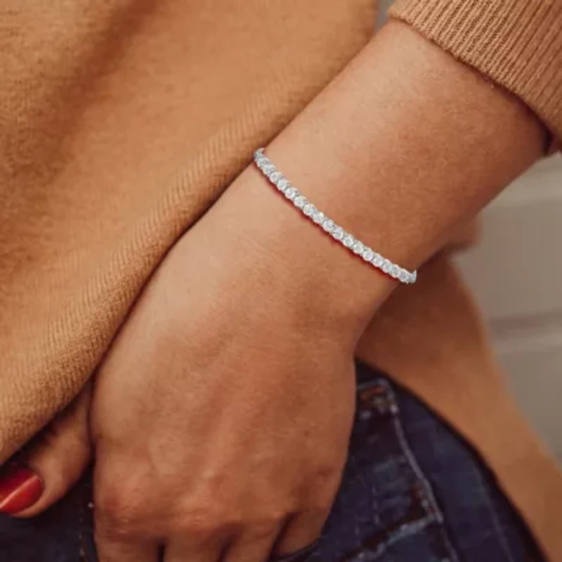 1/10 CT. T.W. Natural White Diamond Bolo Bracelet Sterling Silver or 14K Gold Over