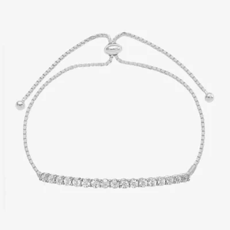 1/10 CT. T.W. Natural White Diamond Bolo Bracelet Sterling Silver or 14K Gold Over