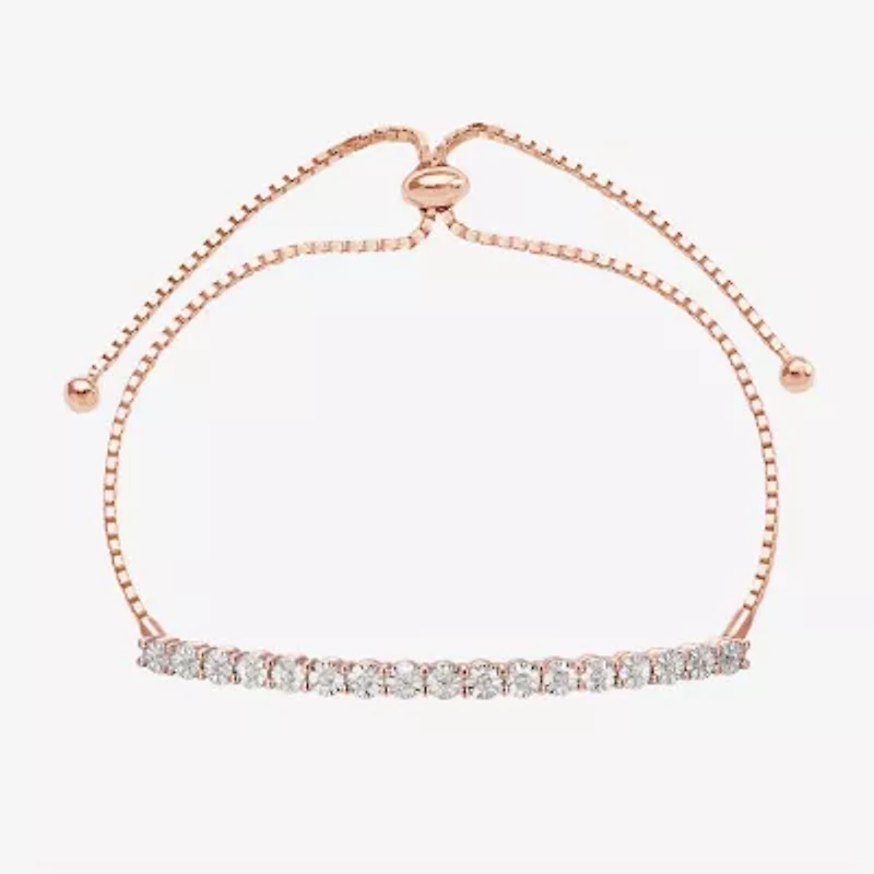 1/10 CT. T.W. Natural White Diamond Bolo Bracelet Sterling Silver or 14K Gold Over