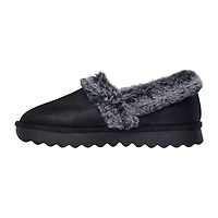 Skechers Cozy Up Womens Memory Foam Faux Fur Trim Slip-On Slippers