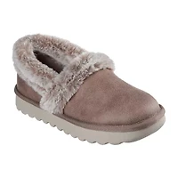 Skechers Cozy Up Womens Memory Foam Faux Fur Trim Slip-On Slippers
