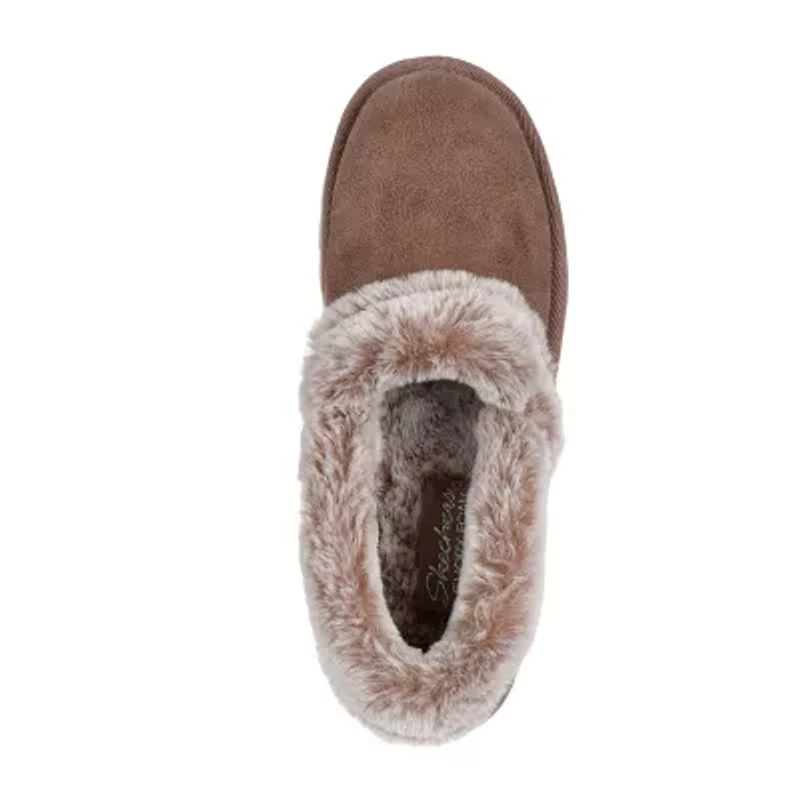 Skechers Cozy Up Womens Memory Foam Faux Fur Trim Slip-On Slippers