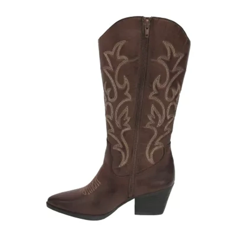 Pop Womens Barry Block Heel Cowboy Boots