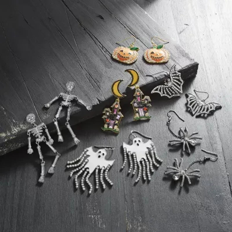 Bijoux Bar Gold Tone Haunted House Womens Multi Color Glass Drop Earrings