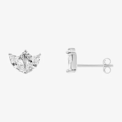 Silver Treasures White Cubic Zirconia Sterling Silver 9mm Stud Earrings