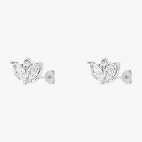 Silver Treasures White Cubic Zirconia Sterling Silver 9mm Stud Earrings