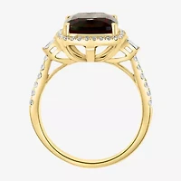 Effy Final Call Womens 1/3 CT. T.W. Genuine Red Garnet 14K Gold Halo Side Stone Cocktail Ring