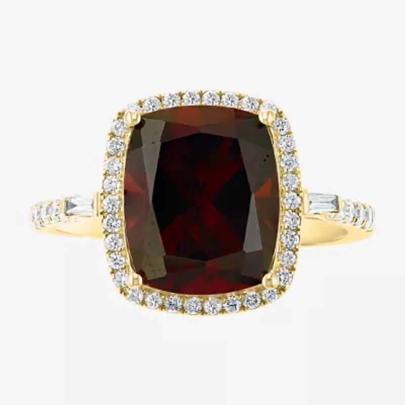 Effy Final Call Womens 1/3 CT. T.W. Genuine Red Garnet 14K Gold Halo Side Stone Cocktail Ring