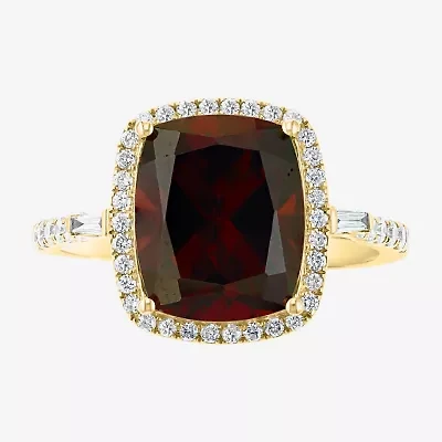 Effy Final Call Womens 1/3 CT. T.W. Genuine Red Garnet 14K Gold Halo Side Stone Cocktail Ring