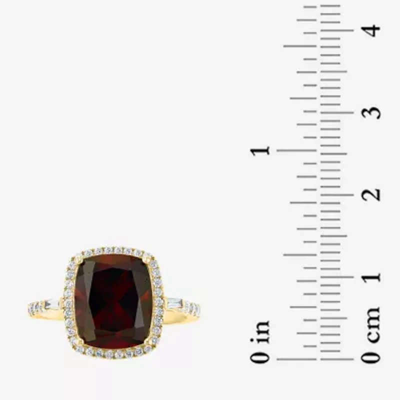 Effy Final Call Womens 1/3 CT. T.W. Genuine Red Garnet 14K Gold Halo Side Stone Cocktail Ring