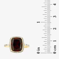 Effy Final Call Womens 1/3 CT. T.W. Genuine Red Garnet 14K Gold Halo Side Stone Cocktail Ring