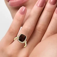 Effy Final Call Womens 1/3 CT. T.W. Genuine Red Garnet 14K Gold Halo Side Stone Cocktail Ring
