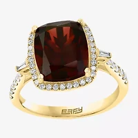 Effy Final Call Womens 1/3 CT. T.W. Genuine Red Garnet 14K Gold Halo Side Stone Cocktail Ring