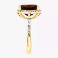 Effy Final Call Womens 1/3 CT. T.W. Genuine Red Garnet 14K Gold Halo Side Stone Cocktail Ring