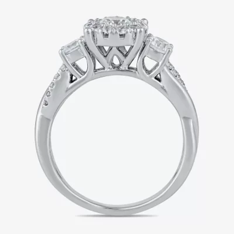 (G / I1) Womens 1 CT. T.W. Lab Grown White Diamond 10K Gold Round Halo Engagement Ring