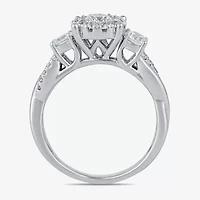 (G / I1) Womens 1 CT. T.W. Lab Grown White Diamond 10K Gold Round Halo Engagement Ring