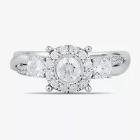 (G / I1) Womens 1 CT. T.W. Lab Grown White Diamond 10K Gold Round Halo Engagement Ring