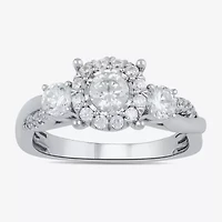 (G / I1) Womens 1 CT. T.W. Lab Grown White Diamond 10K Gold Round Halo Engagement Ring