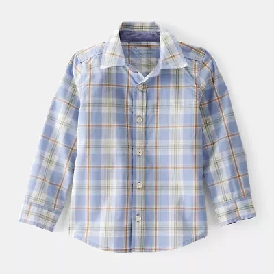 Oshkosh Toddler Boys Long Sleeve Cuffed Button-Down Shirt