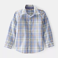 Oshkosh Toddler Boys Long Sleeve Cuffed Button-Down Shirt