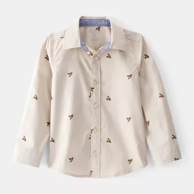 Oshkosh Toddler Boys Long Sleeve Fitted Button-Down Shirt
