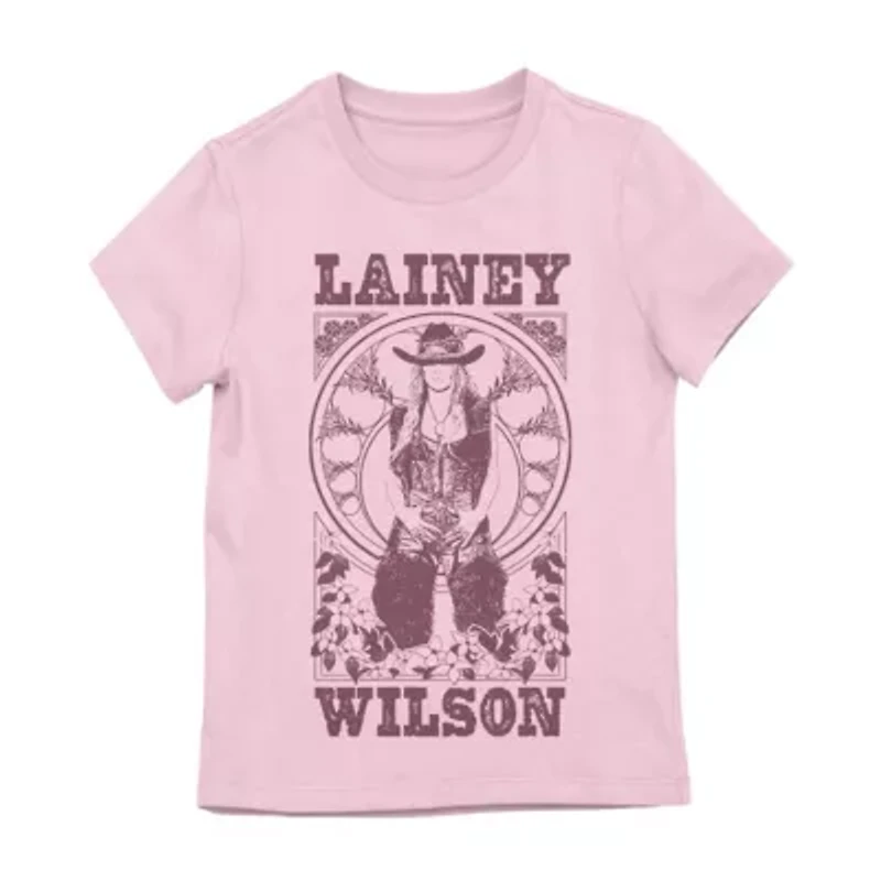 Lainey Wilson Little & Big Kid Girls Crew Neck Short Sleeve Regular Fit Graphic T-Shirt