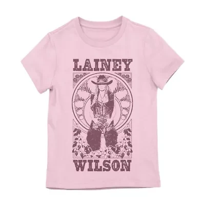 Lainey Wilson Little & Big Kid Girls Crew Neck Short Sleeve Regular Fit Graphic T-Shirt