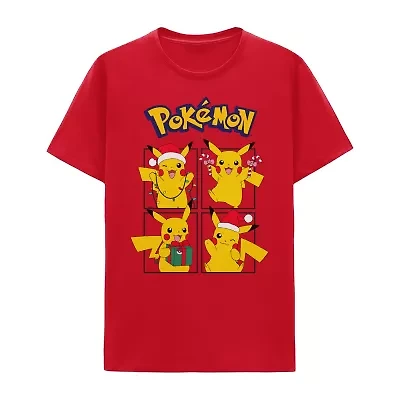 Pikachu Little & Big Kid Boys Crew Neck Short Sleeve Regular Fit Pokeman Graphic T-Shirt