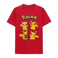 Pikachu Little & Big Kid Boys Crew Neck Short Sleeve Regular Fit Pokeman Graphic T-Shirt