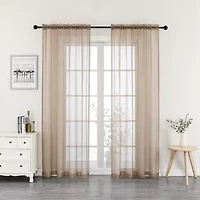 Crystal Sheer Rod Pocket Set of 2 Curtain Panel