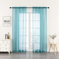 Crystal Sheer Rod Pocket Set of 2 Curtain Panel