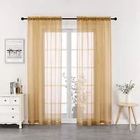 Crystal Sheer Rod Pocket Set of 2 Curtain Panel