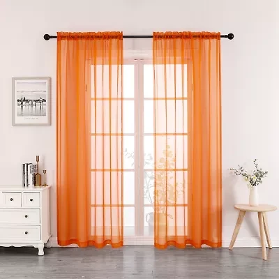 Crystal Sheer Rod Pocket Set of 2 Curtain Panel