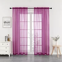 Crystal Sheer Rod Pocket Set of 2 Curtain Panel
