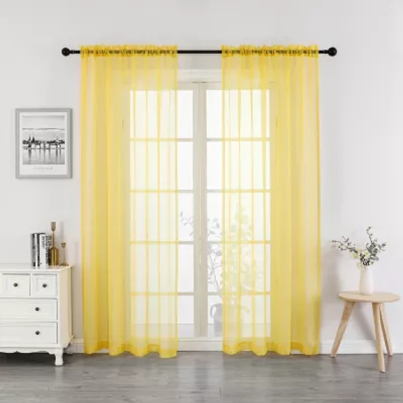 Crystal Sheer Rod Pocket Set of 2 Curtain Panel