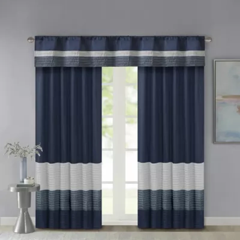 Madison Park Amador Polyoni Pintuck-Striped Rod-Pocket Valance