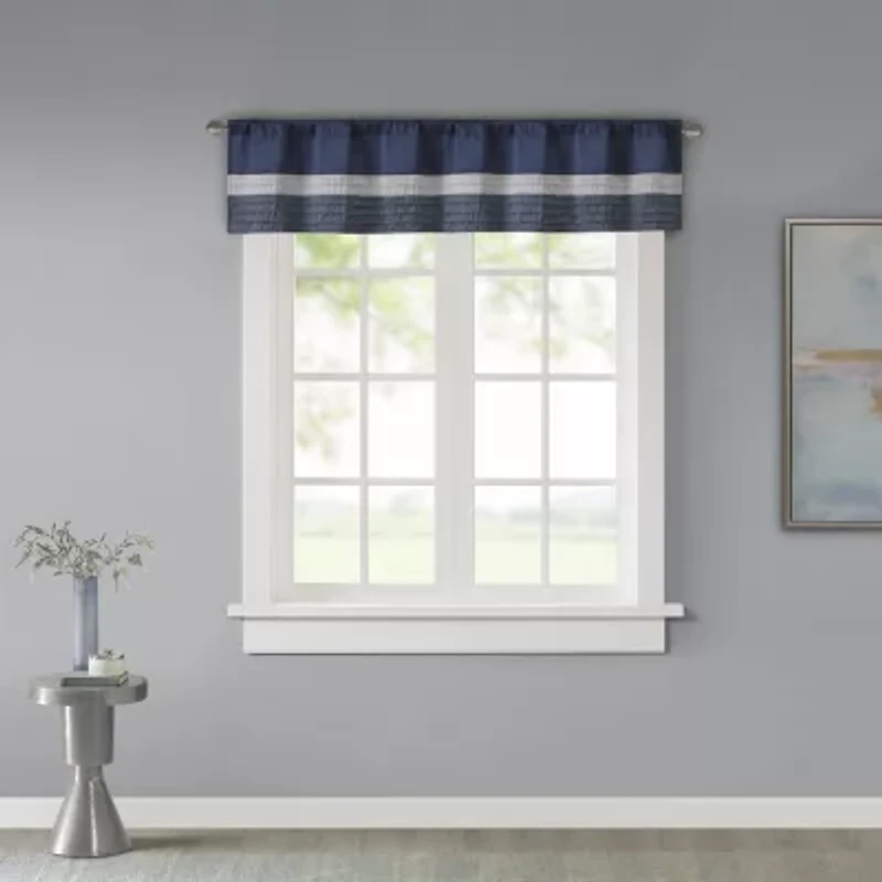 Madison Park Amador Polyoni Pintuck-Striped Rod-Pocket Valance