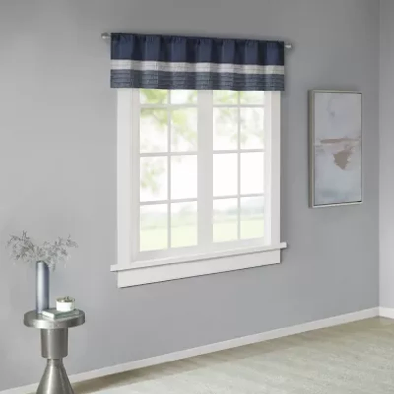 Madison Park Amador Polyoni Pintuck-Striped Rod-Pocket Valance