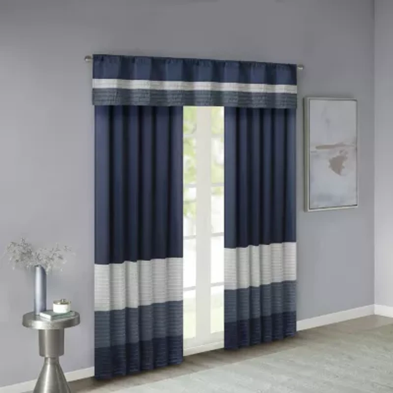 Madison Park Amador Polyoni Pintuck-Striped Rod-Pocket Valance