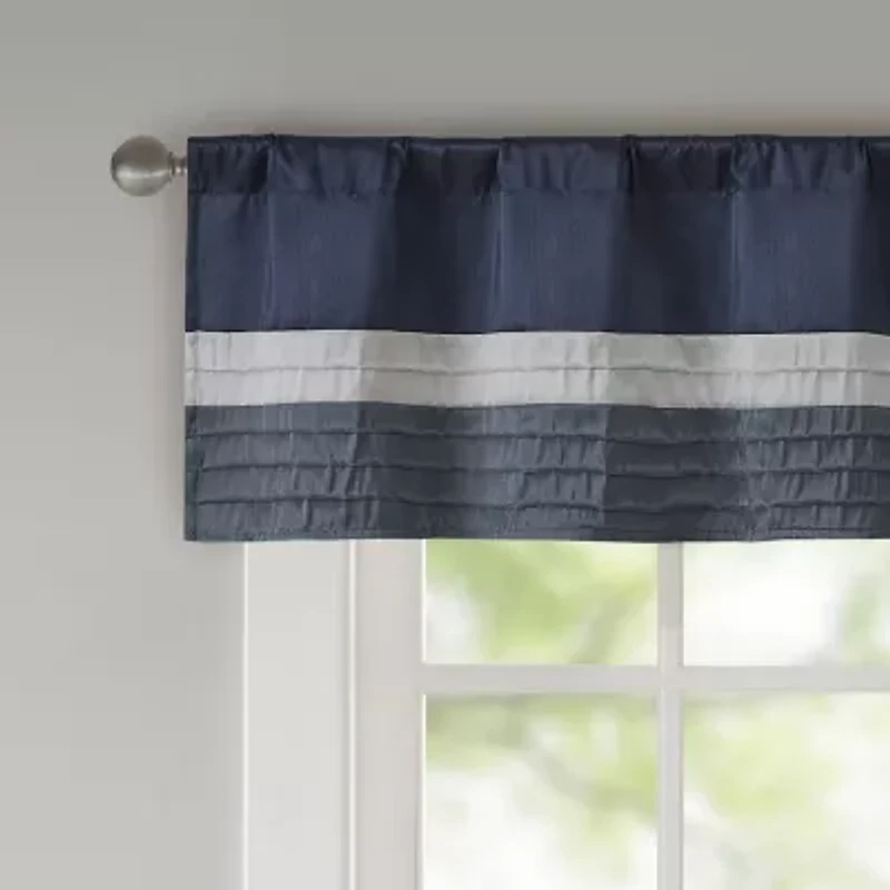 Madison Park Amador Polyoni Pintuck-Striped Rod-Pocket Valance