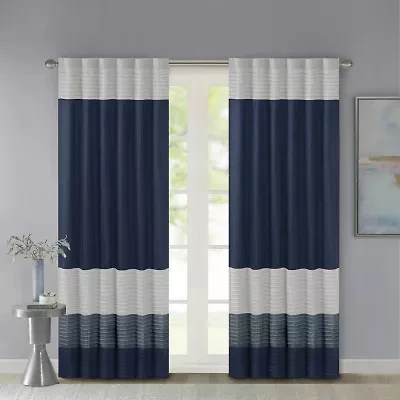 Madison Park Amador Polyoni 50"W X 84"L Pintuck-Striped Rod Pocket Energy Saving Light-Filtering Single Curtain Panel
